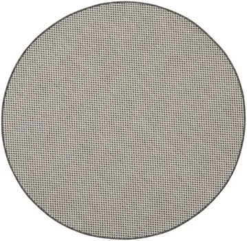 5' Ivory And Charcoal Round Geometric Indoor Outdoor Area Rug