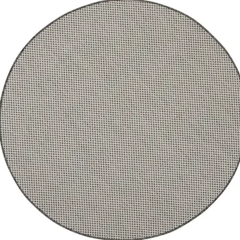 5' Ivory And Charcoal Round Geometric Indoor Outdoor Area Rug