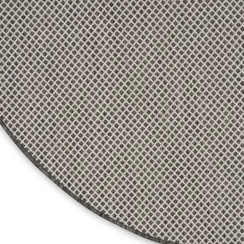 5' Ivory And Charcoal Round Geometric Indoor Outdoor Area Rug