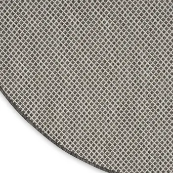 5' Ivory And Charcoal Round Geometric Indoor Outdoor Area Rug