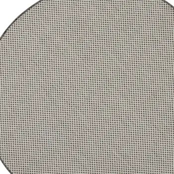 5' Ivory And Charcoal Round Geometric Indoor Outdoor Area Rug