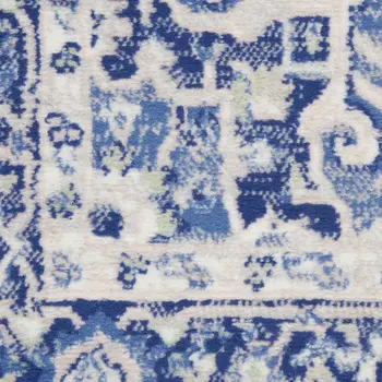 5' Ivory and Blue Floral Round Rug