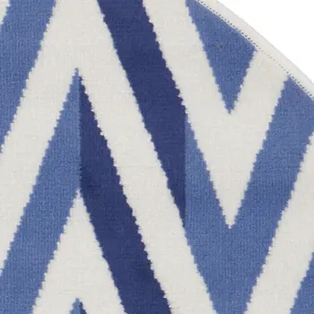 5' Ivory and Blue Geometric Round Rug