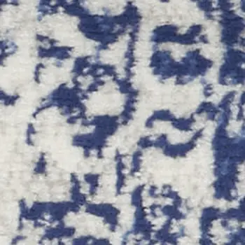 5' Ivory and Navy Blue Geometric Distressed Round Rug
