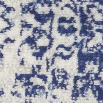 5' Ivory and Navy Blue Geometric Distressed Round Rug
