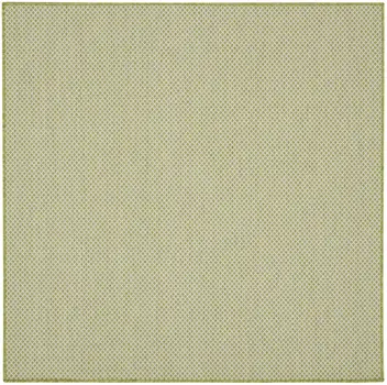 5' Ivory And Green Square Geometric Indoor Outdoor Area Rug