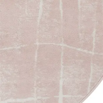 5' Pink and Ivory Abstract Geometric Round Rug