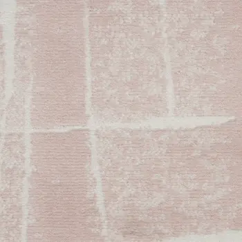 5' Pink and Ivory Abstract Geometric Round Rug