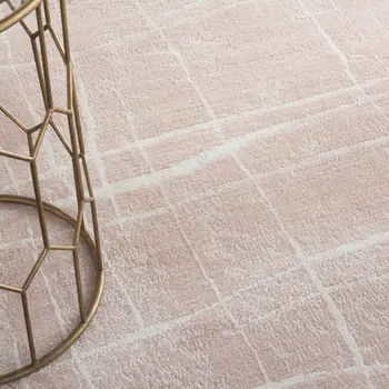 5' Pink and Ivory Abstract Geometric Round Rug