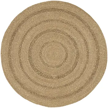 5' Natural And Brown Round Handmade Indoor Outdoor Area Rug