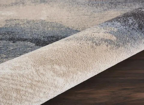 4' Gray Black and Beige Abstract Round Rug