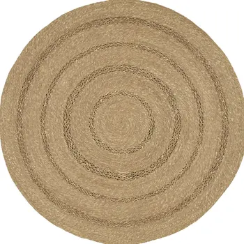 3' Natural And Brown Round Handmade Indoor Outdoor Area Rug