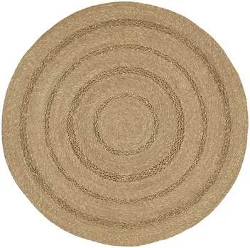 3' Natural And Brown Round Handmade Indoor Outdoor Area Rug