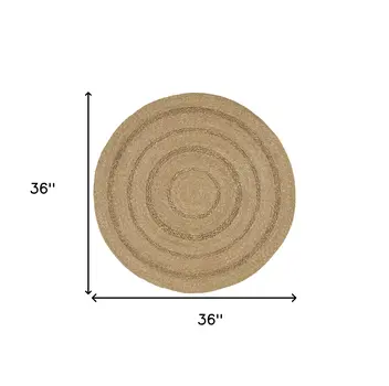 3' Natural And Brown Round Handmade Indoor Outdoor Area Rug