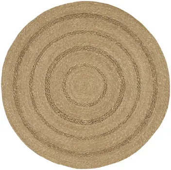 3' Natural And Brown Round Handmade Indoor Outdoor Area Rug