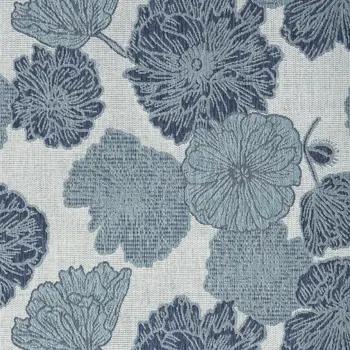 5' X 7' Navy Blue Ivory And Blue Floral Indoor Outdoor Area Rug