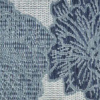 5' X 7' Navy Blue Ivory And Blue Floral Indoor Outdoor Area Rug