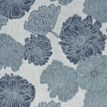 5' X 7' Navy Blue Ivory And Blue Floral Indoor Outdoor Area Rug