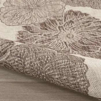 5' X 7' Natural And Ivory Floral Indoor Outdoor Area Rug