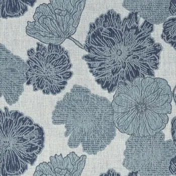 4' X 6' Navy Blue Ivory And Blue Floral Indoor Outdoor Area Rug