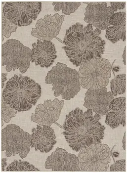 4' X 6' Natural And Ivory Floral Indoor Outdoor Area Rug