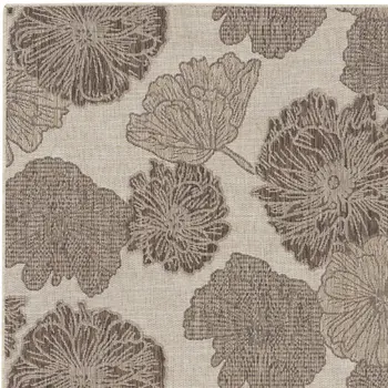 4' X 6' Natural And Ivory Floral Indoor Outdoor Area Rug