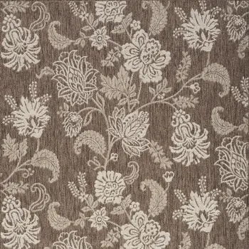 4' X 6' Brown And Ivory Floral Indoor Outdoor Area Rug