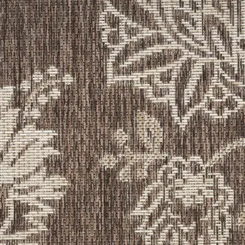 4' X 6' Brown And Ivory Floral Indoor Outdoor Area Rug