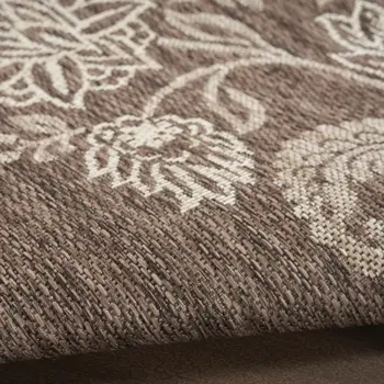 4' X 6' Brown And Ivory Floral Indoor Outdoor Area Rug