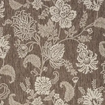 4' X 6' Brown And Ivory Floral Indoor Outdoor Area Rug