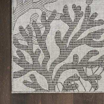 5' X 7' Gray Black And Ivory Nautical Indoor Outdoor Area Rug