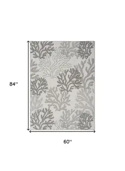 5' X 7' Gray Black And Ivory Nautical Indoor Outdoor Area Rug