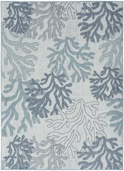 4' X 6' Navy Blue Ivory And Blue Nautical Indoor Outdoor Area Rug