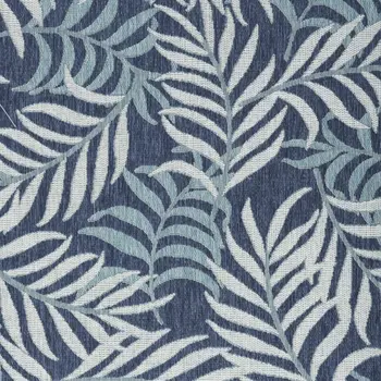 5' X 7' Navy Blue Sky Blue And Ivory Palm Leaf Indoor Outdoor Area Rug