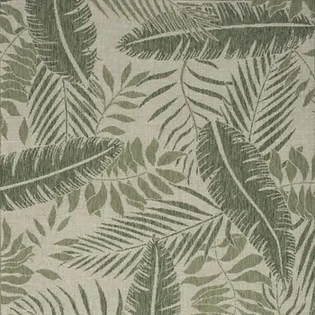 5' X 7' Ivory And Green Palm Leaf Indoor Outdoor Area Rug