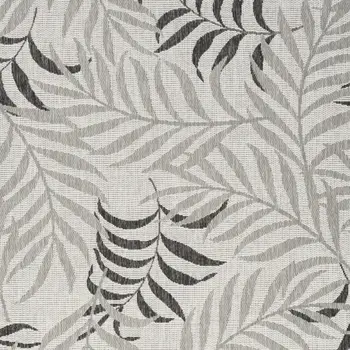 5' X 7' Gray Black And Ivory Palm Leaf Indoor Outdoor Area Rug