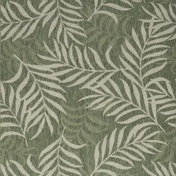 5' X 7' Ivory And Green Palm Leaf Indoor Outdoor Area Rug
