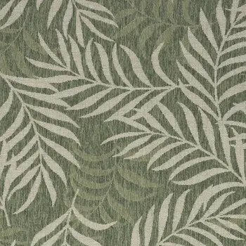 5' X 7' Ivory And Green Palm Leaf Indoor Outdoor Area Rug