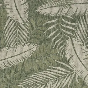 5' X 7' Ivory And Green Palm Leaf Indoor Outdoor Area Rug