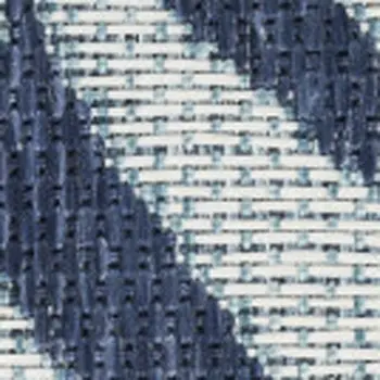 4' X 6' Navy Blue Sky Blue And Ivory Palm Leaf Indoor Outdoor Area Rug