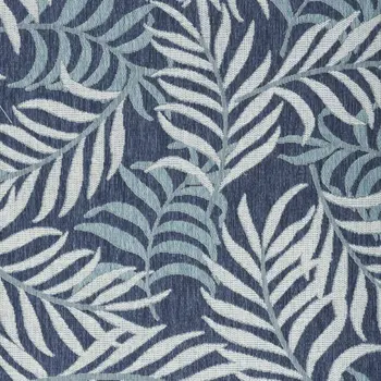 4' X 6' Navy Blue Sky Blue And Ivory Palm Leaf Indoor Outdoor Area Rug