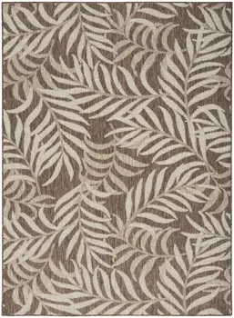 4' X 6' Brown And Ivory Palm Leaf Indoor Outdoor Area Rug