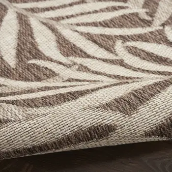4' X 6' Brown And Ivory Palm Leaf Indoor Outdoor Area Rug