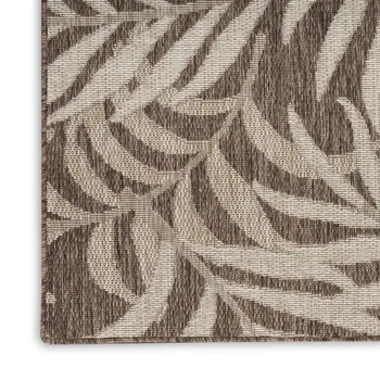 4' X 6' Brown And Ivory Palm Leaf Indoor Outdoor Area Rug