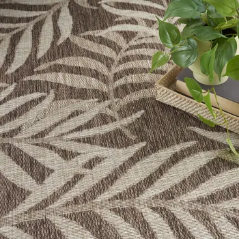 4' X 6' Brown And Ivory Palm Leaf Indoor Outdoor Area Rug