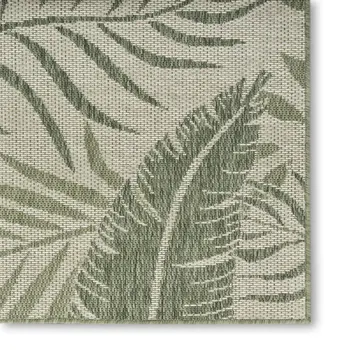 4' X 6' Ivory And Green Palm Leaf Indoor Outdoor Area Rug