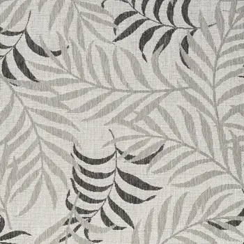 4' X 6' Gray Black And Ivory Palm Leaf Indoor Outdoor Area Rug
