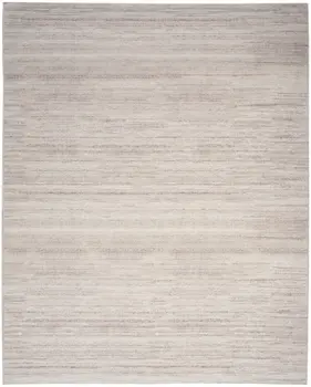 9' X 12' Ivory and Light Brown Abstract Washable Area Rug