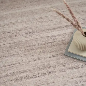 9' X 12' Ivory and Light Brown Abstract Washable Area Rug