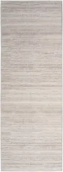 10' Ivory and Light Brown Abstract Washable Runner Rug